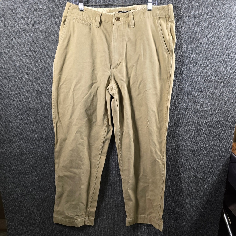 Ralph Lauren Polo Jeans Co Mens Chino Pants 34x32 Khaki Tan Cotton Straight